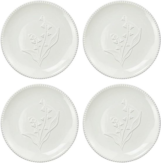 Swuut Borden van bone china voor kerstvakantie – dessertborden – saladeborden, set van 4, vaatwasmachinebestendig (boom, 26 cm