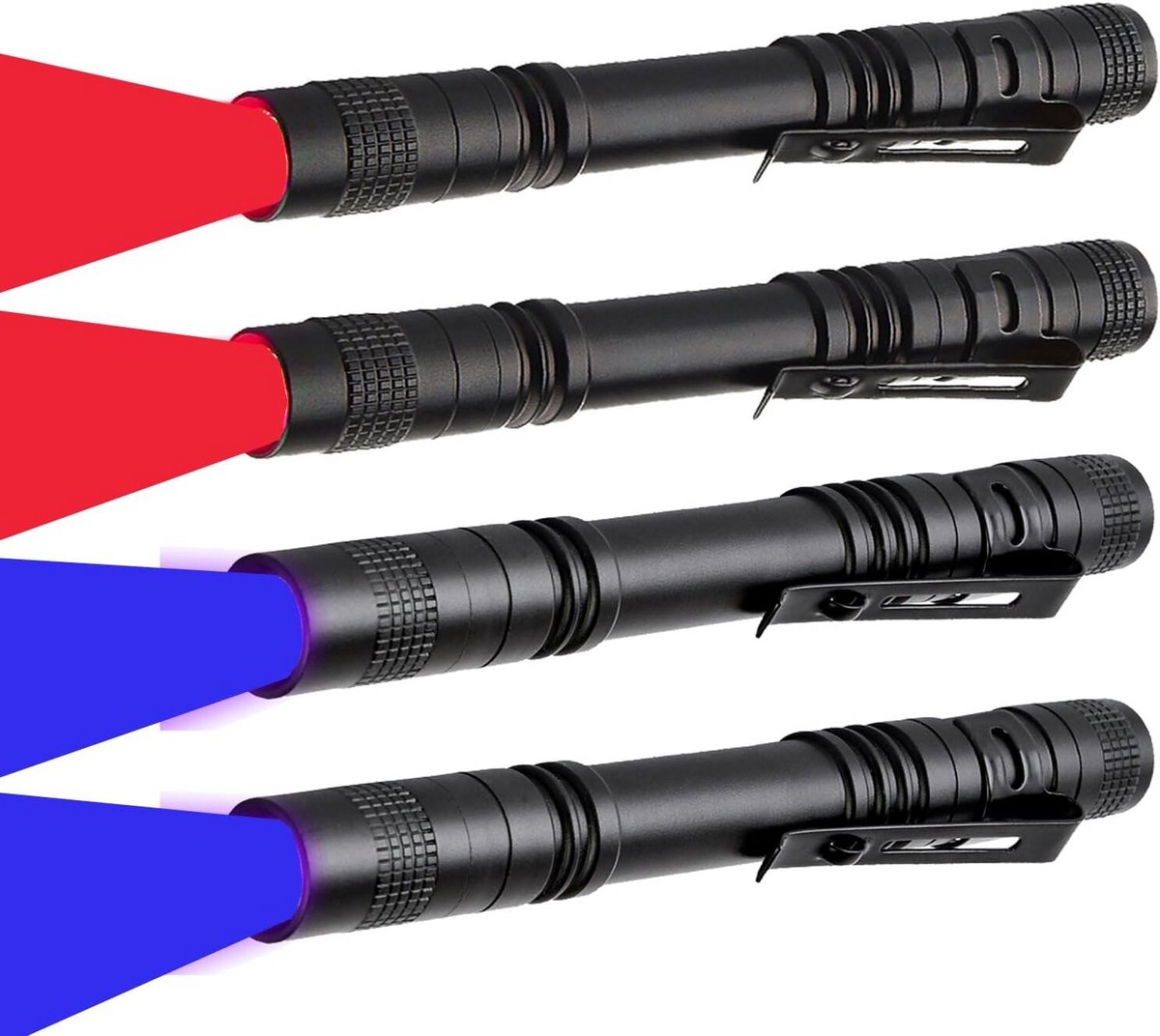 4-Pack Compacte LED Penlampen: Rood Licht, UV Zwart Licht & Zaklamp