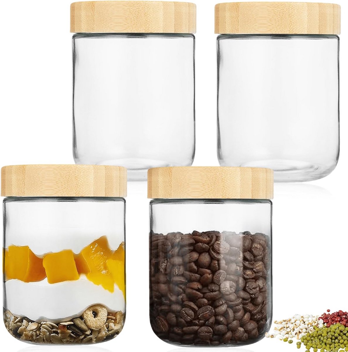 Glazen Potten met Deksel 480 ml - Ideaal voor Overnight Havermout, Meal Prep en Bewaren