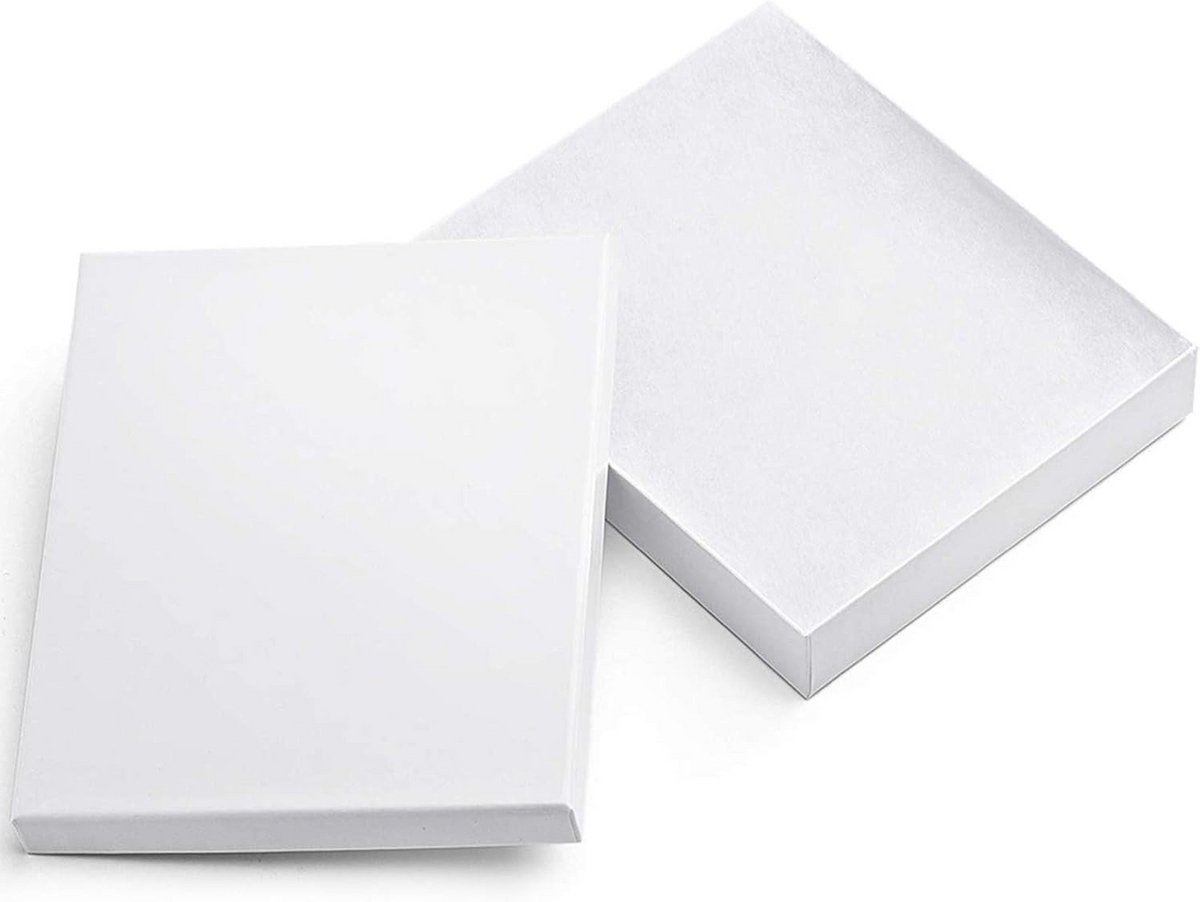 20x Witte Sieradendoosjes met Katoenvulling - Kraft Kartonnen Geschenkdozen voor Kettingen, Oorbellen en Armbanden (20x13.9x2.5 cm)
