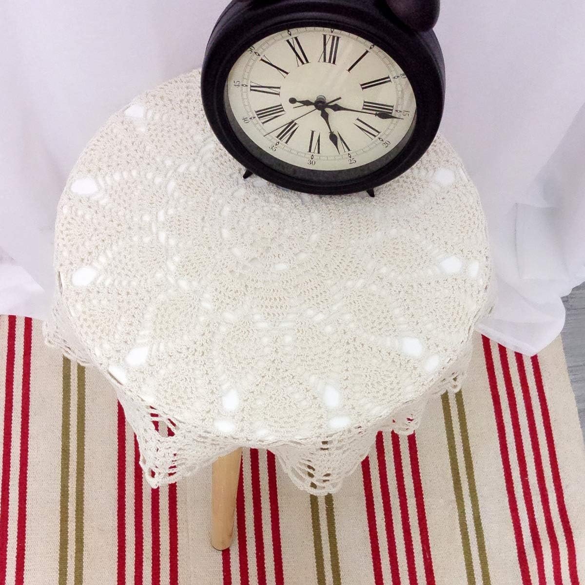 Ronde Handgemaakte Gehaakte Tafelkleed Doily Katoen Beige 60 cm