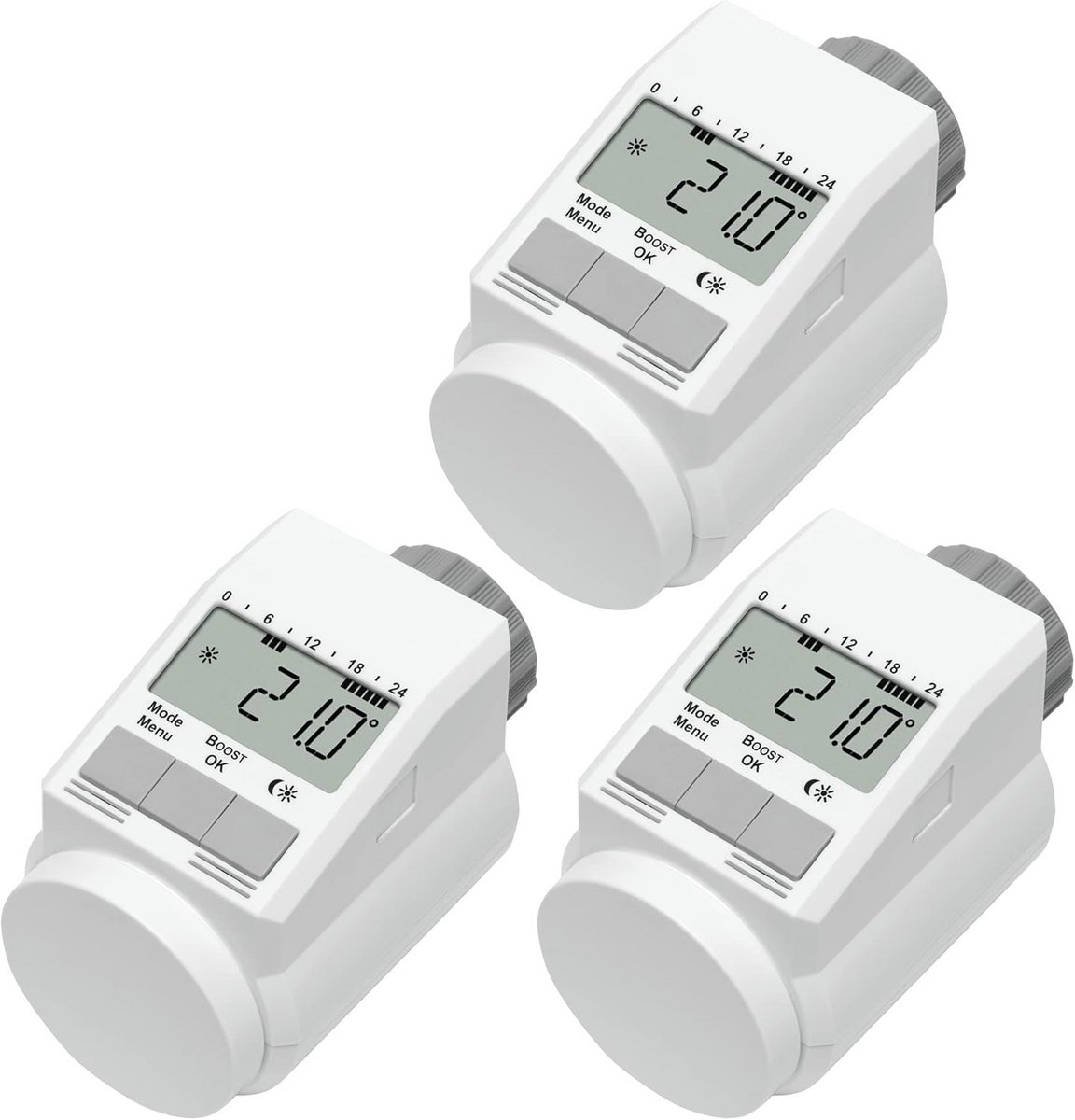 Slimme Thermostaat Radiator Knoppen – 3 Stuks met Boost Functie