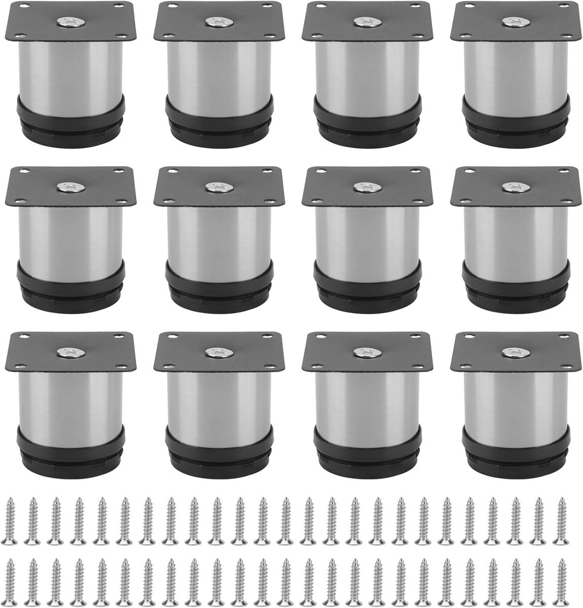 12x Verstelbare Meubelpoten RVS - Onderstel voor Bank, Kast of Tafel (50mm)