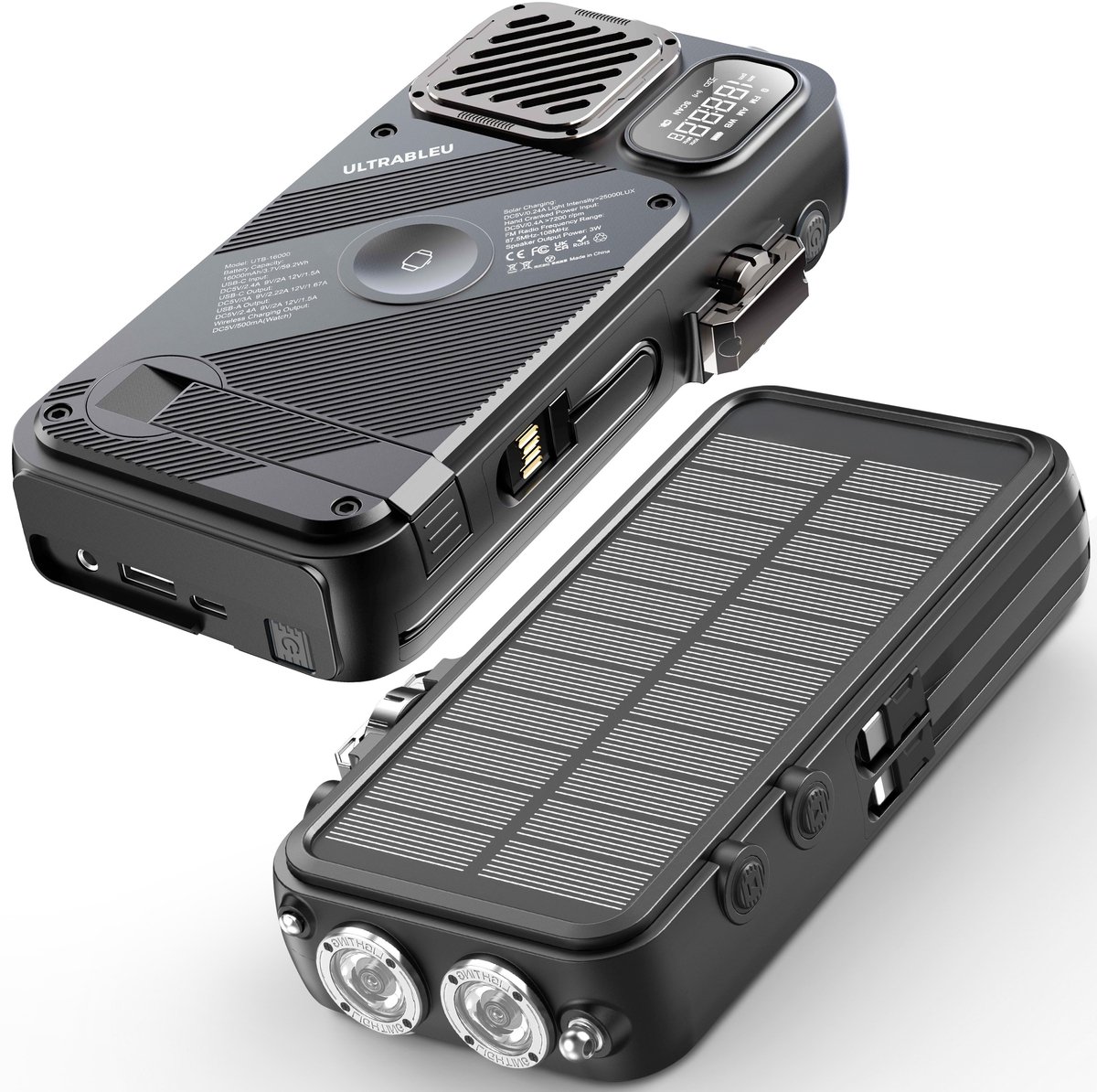 ULTRABLEU Powerbank Zonne-energie 16.000 mAh met Noodradio - afbeelding 2