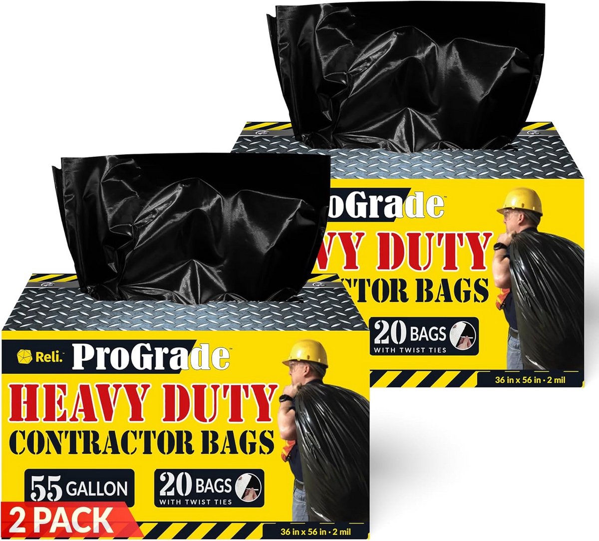 Extra Sterke Prullenbakzakken 55 Gallon (200L) - 40 Stuks - Zwart Zware Kwaliteit Vuilniszakken Industrie