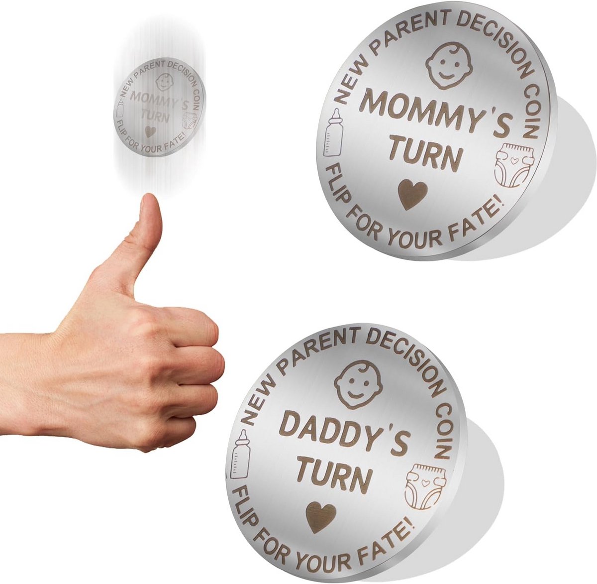 Grappige Beslissingsmunt voor Nieuwe Ouders en Baby Cadeau