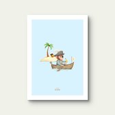 Little Livo - Affiche Kinder - Le Singe Pirate - 30 cm x 40 cm - 250 g/m2 papier - Finition mate - Décoration murale