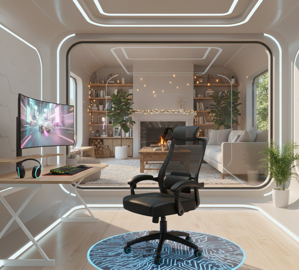 Ergonomische Bureaustoel met Hoofdsteun, Verstelbare Lendensteun, Inklapbare Armleuningen, Mesh Rugleuning, 180kg Draagkracht – Comfortabele Office Chair voor Thuis & Kantoor – Zwart – House&Garden