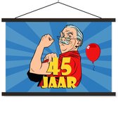 Porte-affiche avec affiche - Affiche scolaire - Homme - Anniversaire - 45 ans - 60x40 cm - Lattes noires