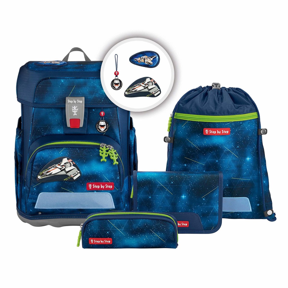 Step by Step Schooltas Cloud Schulranzen-Set 5-delig Starship Galactus Donkerblauw