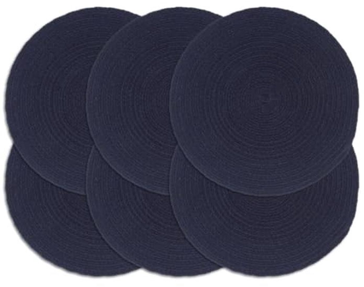 Ronde Katoenen Placemat Marineblauw - Set van 4