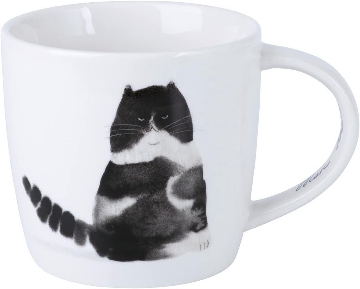 Koffiemok 400 ml - Feline Friends - Porselein Wit met Grumpy Kat - In Geschenkdoos