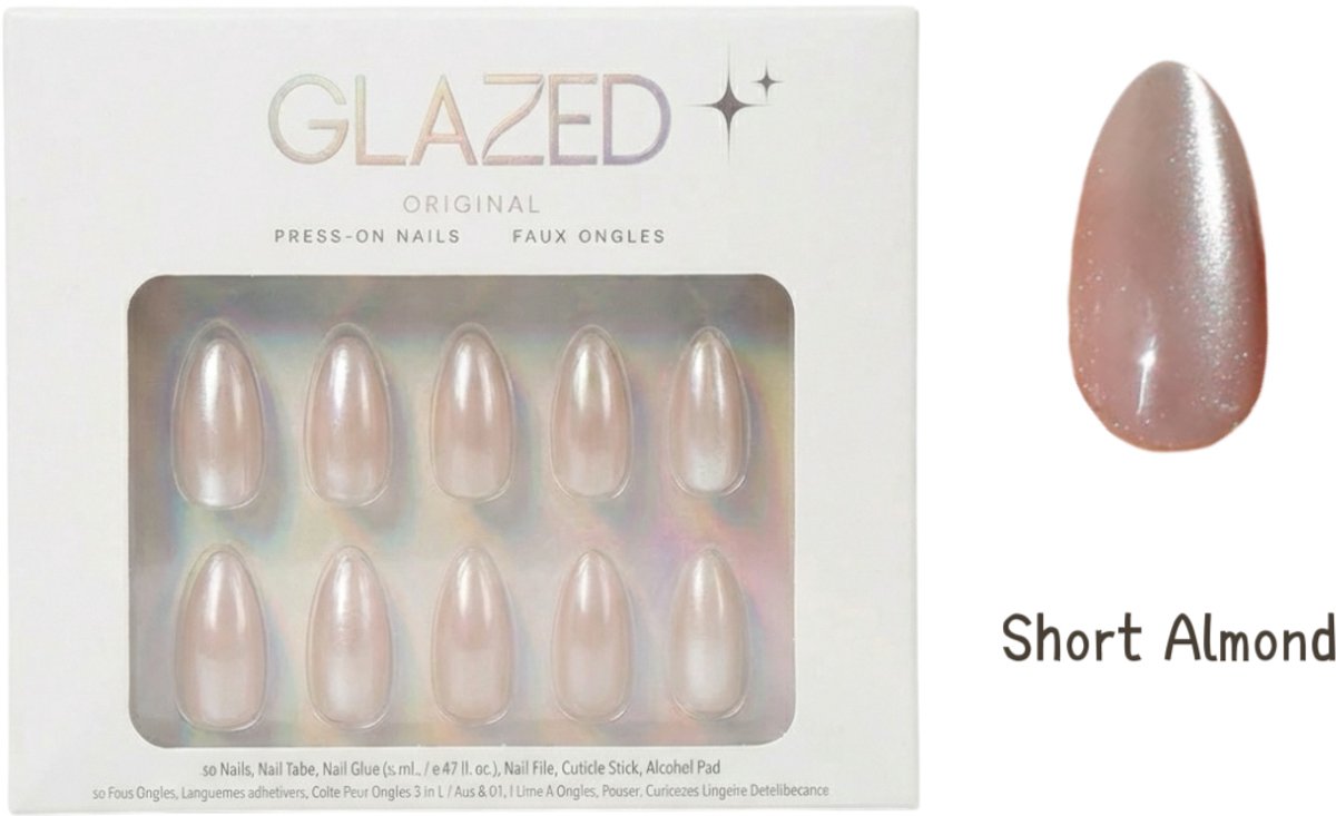 Glazed Original - Press On Nails - Cinderella - Cat Eye - Short Almond - 30 nagels