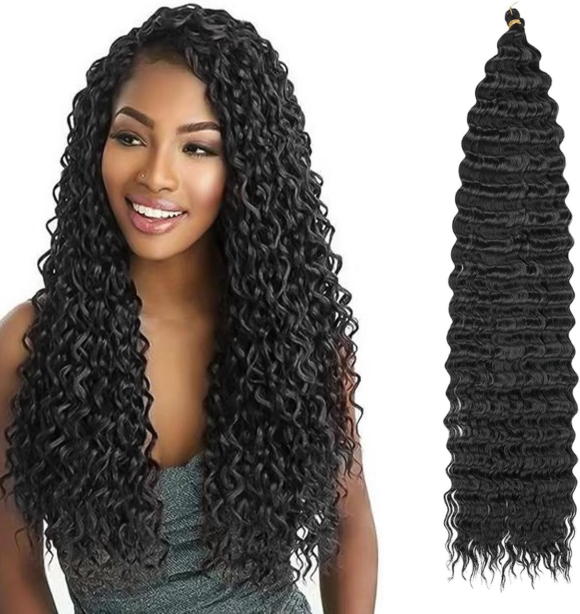 Ocean Wave Krul Crochet Vlechten Haarverlenging - 22 Inch Diep Golvend Krullend Haar