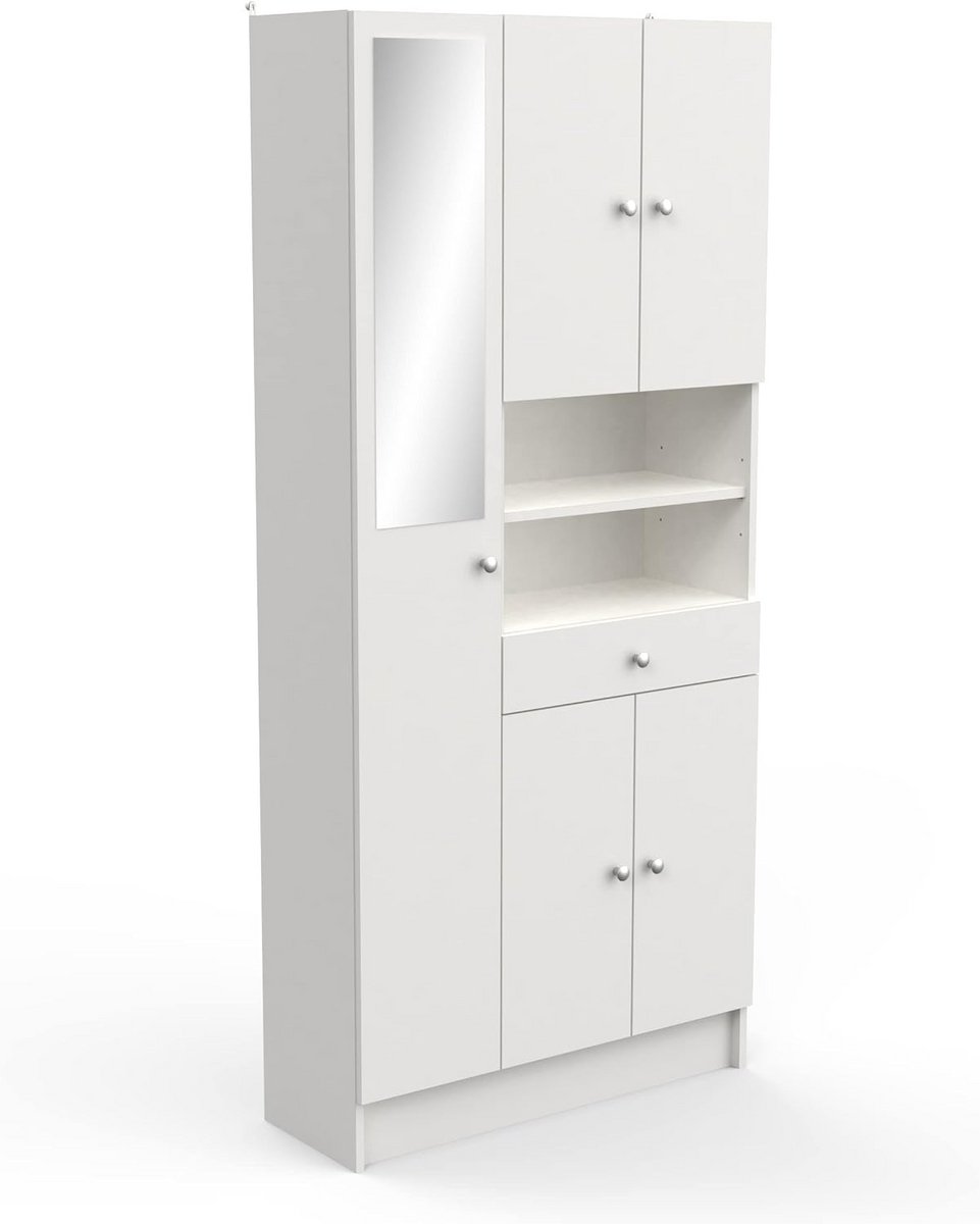 Wit chipboard/MDF bedframe met opbergruimte