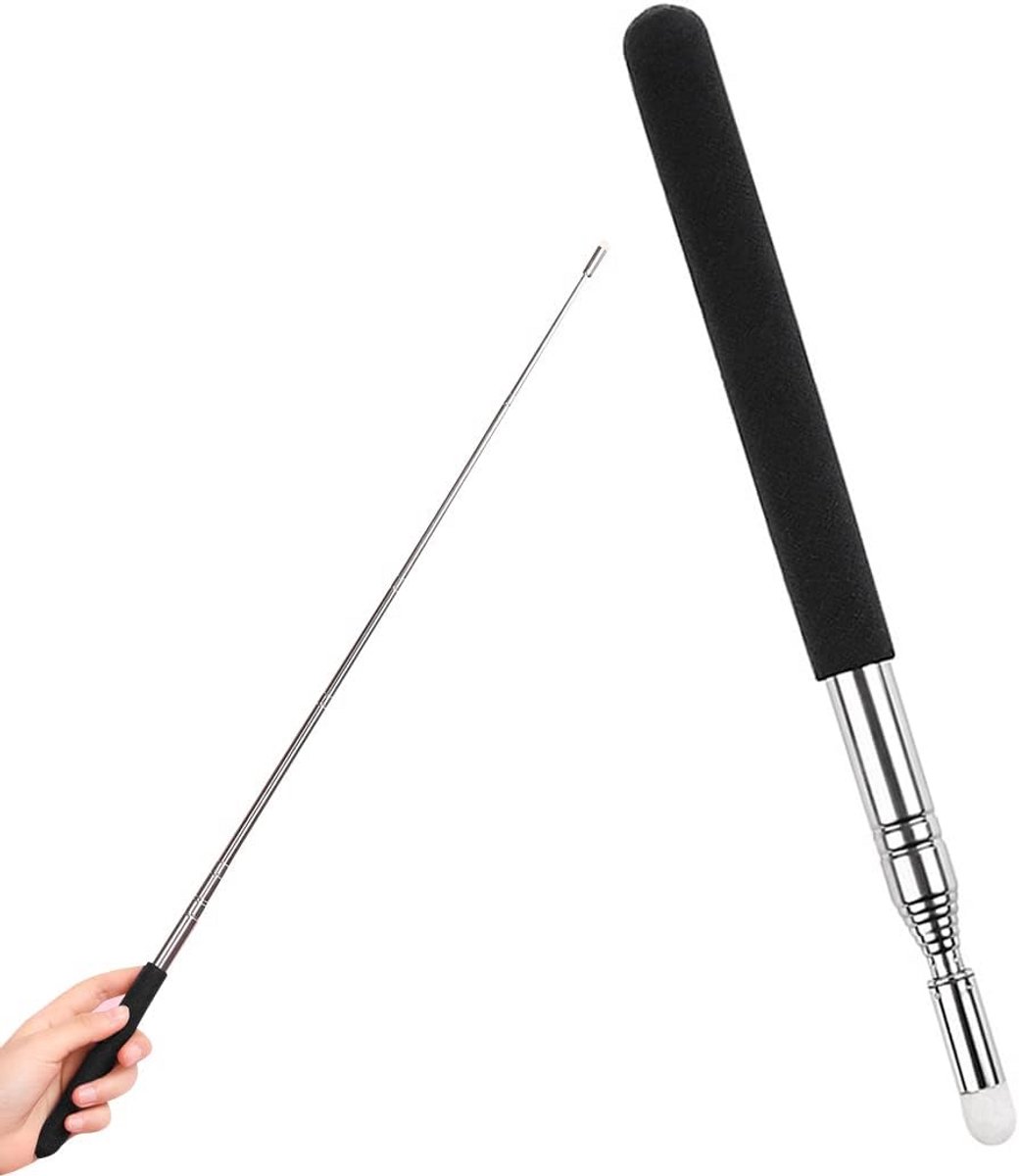 Uittrekbare Handheld Wijsstaaf voor Leraren - Roestvrij Staal, Verlengbaar van 21 tot 100 cm