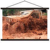 Porte-affiche avec affiche - Affiche scolaire - Voiture - Course - Boue - Roues - 90x60 cm - Lattes noires