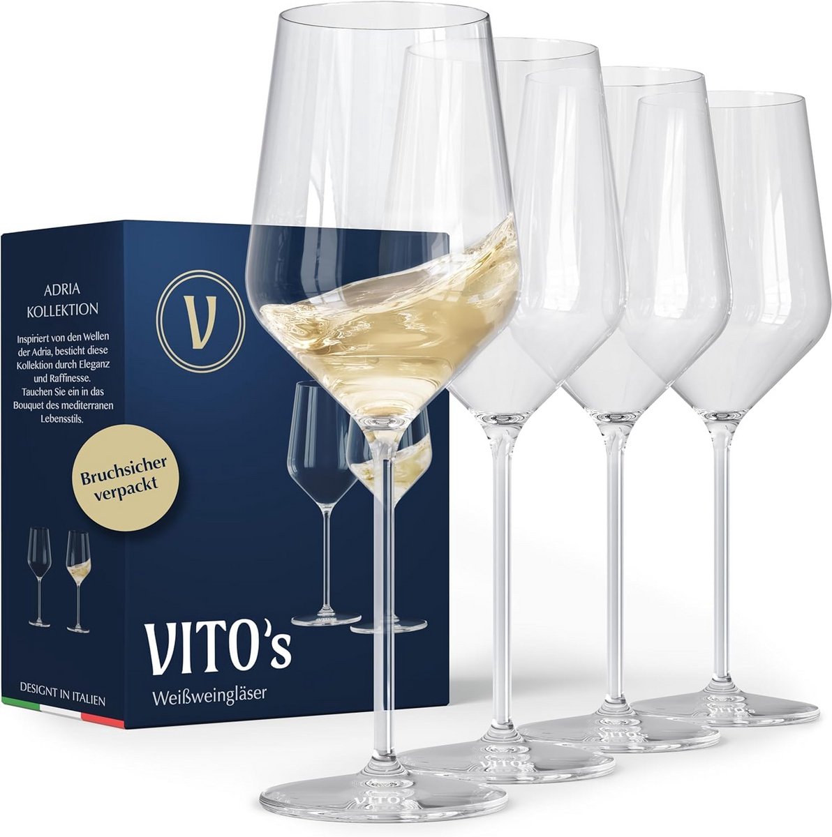 Set van 8 Kristallen Witte Wijnglazen - Onbreekbaar en Elegant