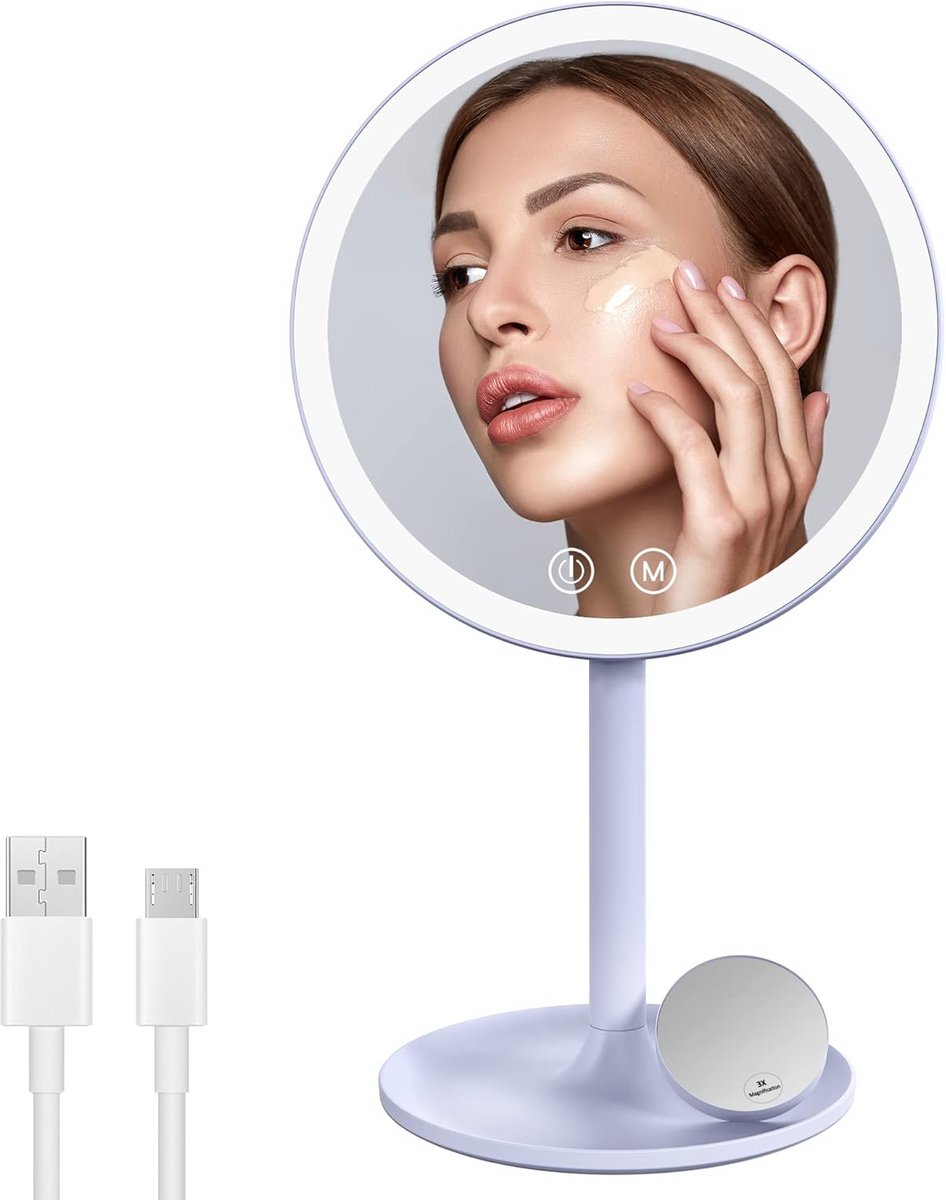 Vergrootspiegel met Verlichting en 3 Kleurinstellingen voor Make-up