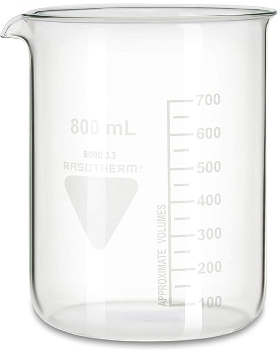 Bekerglas Laag Model 800 ml met Schenktuit - Hittebestendig Borosilicaatglas 3.3