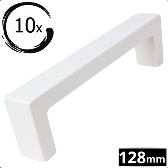 Poignées Atlanta en acier inoxydable Wit 128 MM, lot de 10 pièces - Poignées de placard de cuisine - Poignées de porte - Poignées d'armoire - Fixations pour meuble - Poignée de cuisine - Poignée de porte Wit