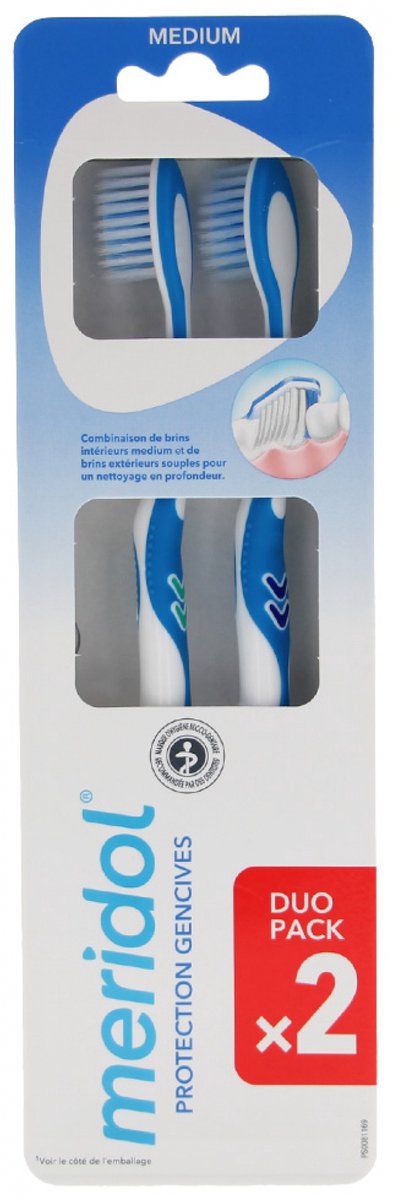 Meridol Duo-Pack Tandenborstels Medium (Kleur : Groen en blauw)