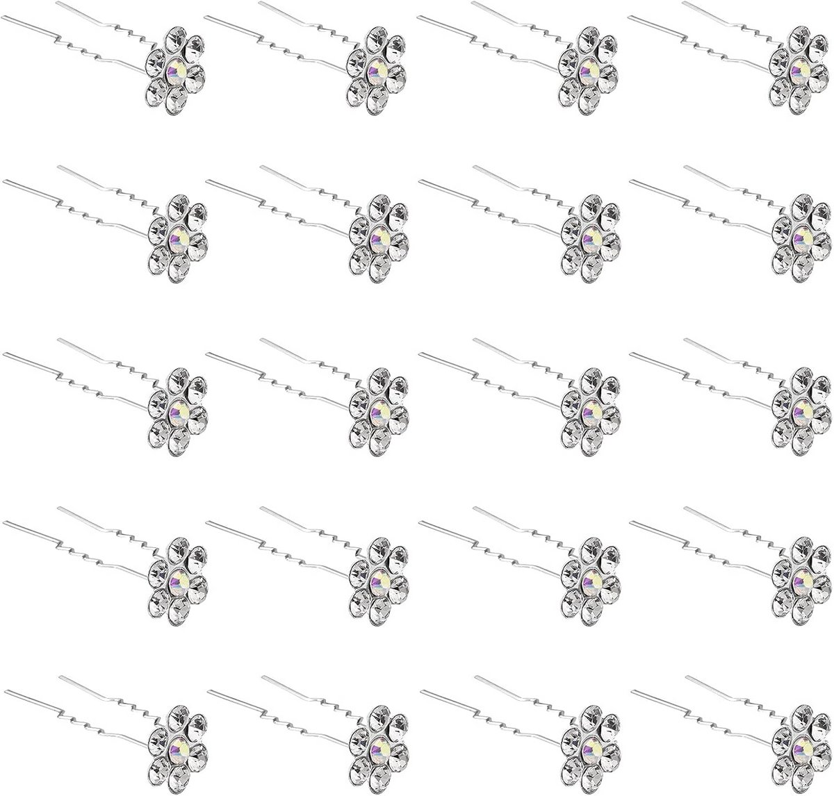 20 stuks Wit Kristallen Bloem Haarspelden Strass voor Bruid en Vrouwen Gelegenheden