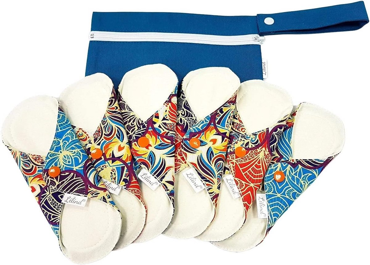 Herbruikbare Menstruele Pads 6 Pack - Organische Katoenen Doek Pads Zero Waste