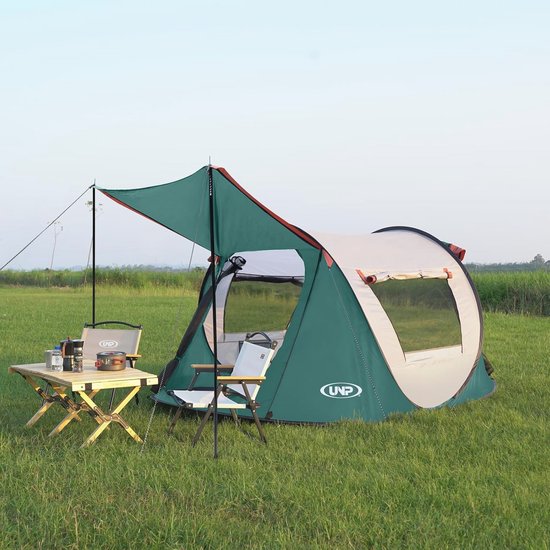 Pop-uptent voor 3-4 personen - Gemakkelijk op te zetten Campingtent met Voortent en Gaasvensters — afbeelding 4