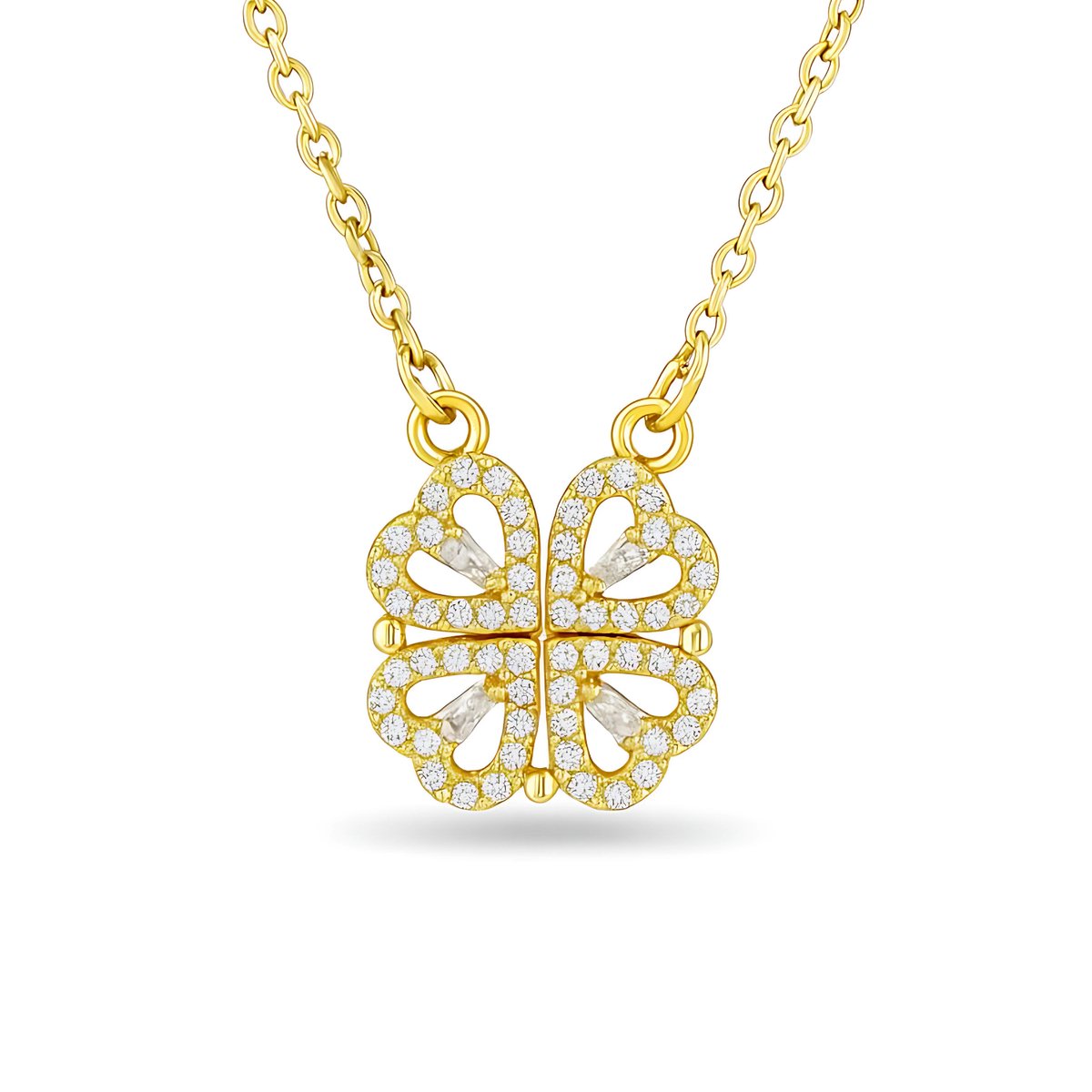 Klavertje vier - Ketting - Ketting Dames - Ketting Hartje - Klavertje Vier Ketting - Ketting met hanger - Cadeau voor Valentijn - Cadeautjes voor vriendin - Goudkleurig RVS