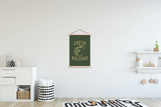 Porte-affiche avec affiche - Affiche scolaire - Vintage - Poisson - Texte - 60x90 cm - Lattes vierges