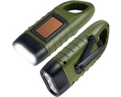 WatsHome® Opwindbare Zaklamp - Zonne Energie LED lamp -Knijpkat Oplaadbaar Zonder Batterij-Noodverlichting bij Stroomuitval-Militaire Nood Zaklampen Handmatig Noodlamp met Hendel en Zonne Energie - Noodpakket Waterdicht voor Kinderen Kind Volwassenen