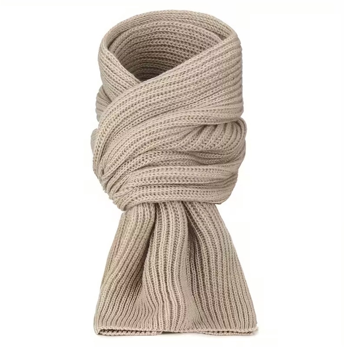 Sjtoer® - Elegante winter sjaal - Beige - voor Mannen en Vrouwen - Effen Kleur - Gebreide Stijl