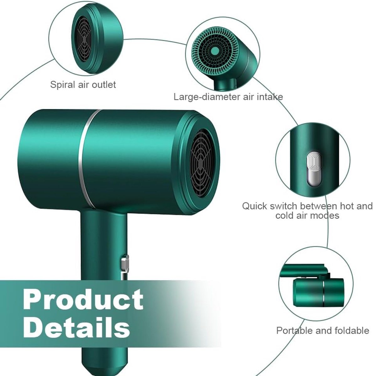 Reisföhn Opvouwbare Föhn met Negatieve Ionen en - afbeelding 3