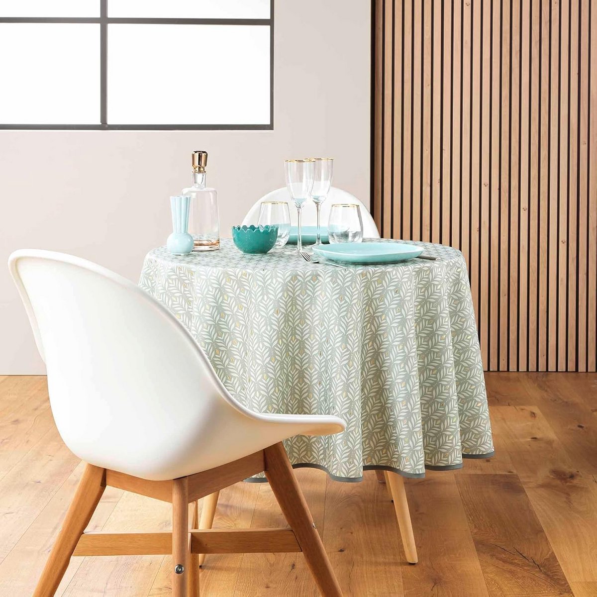 Ronde Tafelkleed 180 cm Zachtgroen Polyester Metallic Print