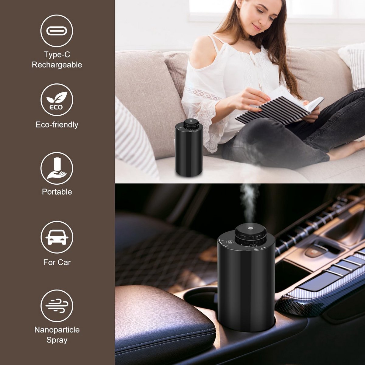 Waterloze Aromatherapie Diffuser met 7 Kleuren LED Verlichting - Fijnverstuiver voor Thuis, Auto en Kantoor — cadeau in Wonen & Interieur - foto 5