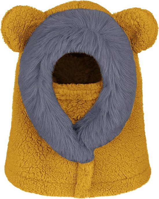 Kinder wintermuts-sjaalset Gebreide warme zachte slouchy muts voor