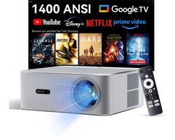 OSCAL PV800 Pro Beamer 14000 Lumen WiFi 6 | Google TV Netflix Gecertificeerd HDR10+ | Autofocus 6D Trapeziumcorrectie-HiFi Geluid 40-200" Projectie | Huiskino Buitenprojector Zilver | 10000+ Apps