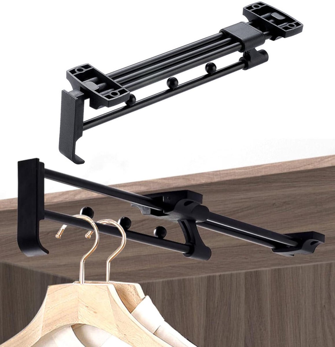 Kledingroede Verstelbaar - Uitschuifbare Verstelbare Kledingroede - Verstelbaar Van 25-41 CM - 1 stuk - Kledingstang - Kleerrek - Garderobe Stang - Kledingrek - Hangrek - Garderobestang - Hangdroogrek - Droogrek - Wasrek hangend