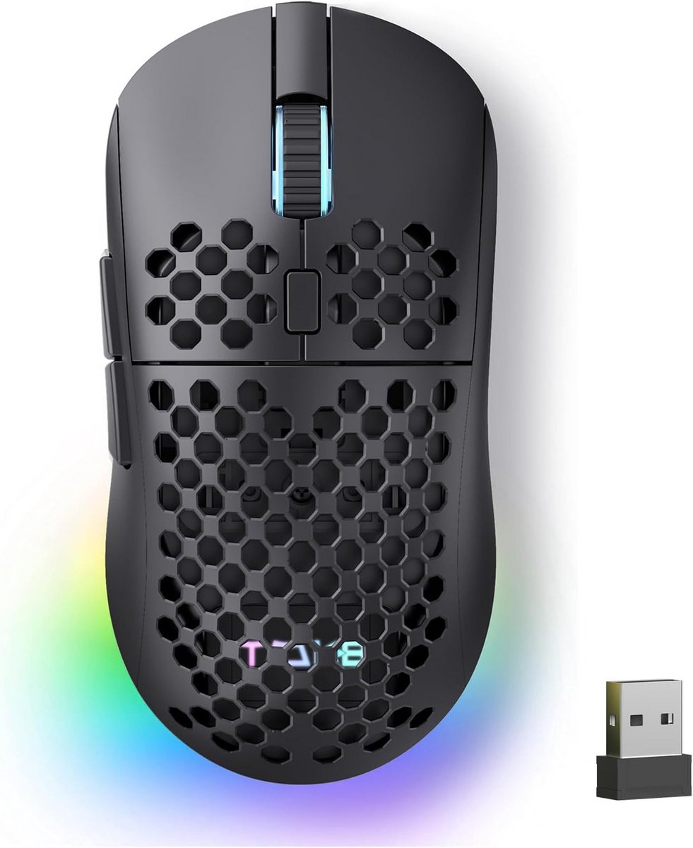 Draadloze Gaming Muis met 24K DPI, RGB en USB-C Opladen
