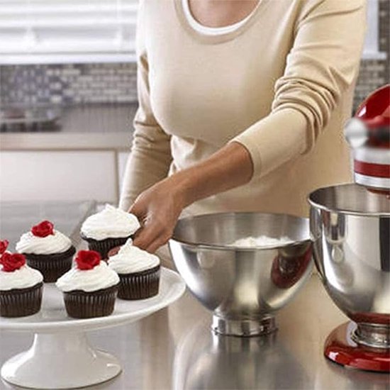 Platte Mixer - 15 X 15 Cm - Menghaak - Geschikt Voor Kitchenaid Blenders - Komschraper - Vaatwasmachinebestendig - Accessoire - Blenderaccessoires - Keukenaccessoires - Geschikt Voor Mengkommen Van 11,4-5 Liter - Wit — afbeelding 4