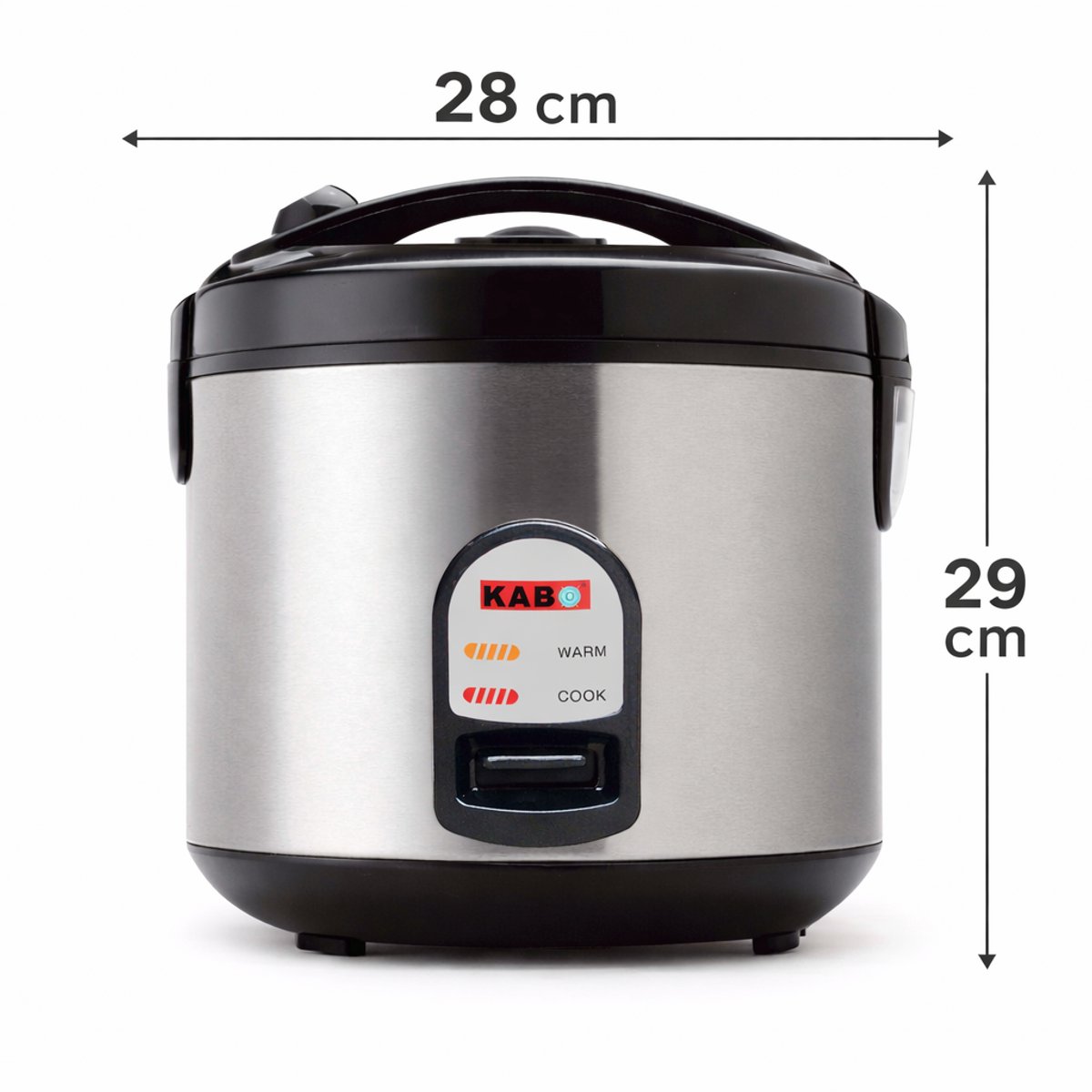 KABO - Deluxe rijstkoker 1.8L met stomer - YD-818S - Zwart - luxe design - compact - Inclusief stoommandje, lepel en maatbeker - dekselveiligheidsgrendel - warmhoudfunctie