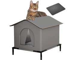 Outdoor Cat House, Outdoor Cat Hole, Cold-Proof, Waterdicht En Weerbestendig Cat Hole Huis Voor Huisdieren, Warm Huis Voor Huisdieren In De Winter, Zwerfhuis Voor Huisdieren, 42*42*42cm (Grijs)