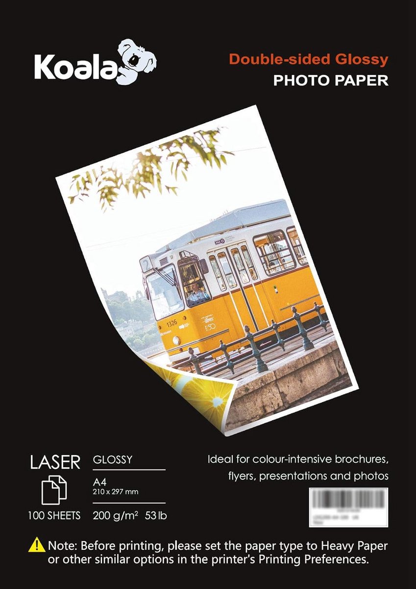 Dubbelzijdig Glanzend Laser Fotopapier A4 200g/m² - 100 Vellen voor Laserprinters