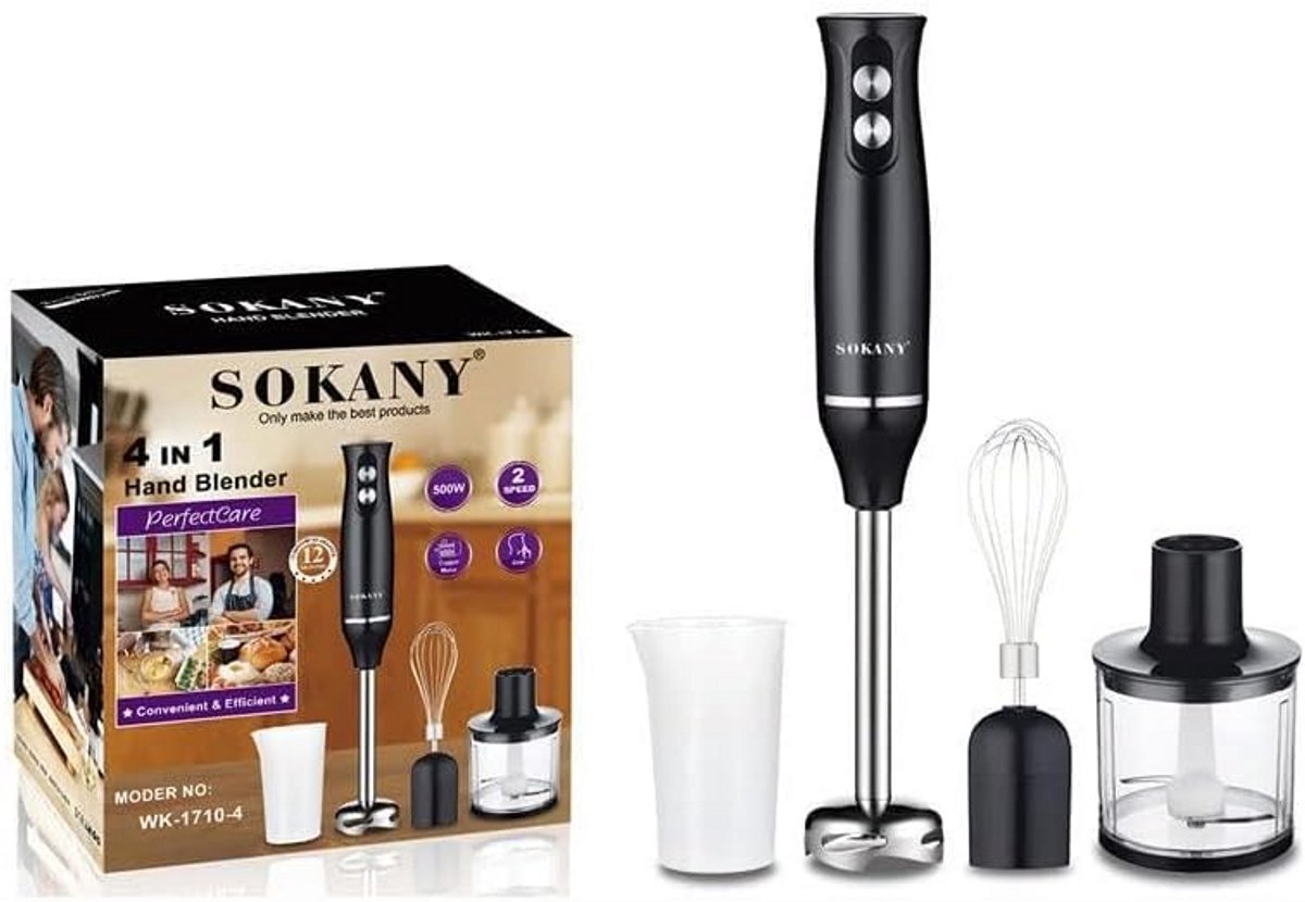 Veelzijdige 4-in-1 Staafmixer Set Roestvrij Staal