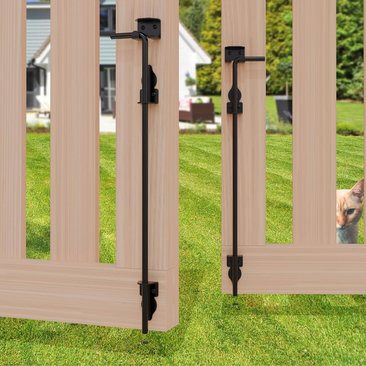 Zware 61 cm Valpen voor Houten, Metalen en Vinyl Poorten - 2 Stuks, Zwart