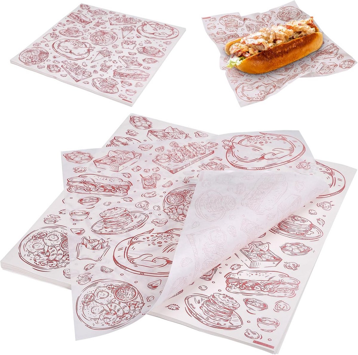 100 Vellen Bakpapier en Inpakpapier voor Voedsel 30x30cm