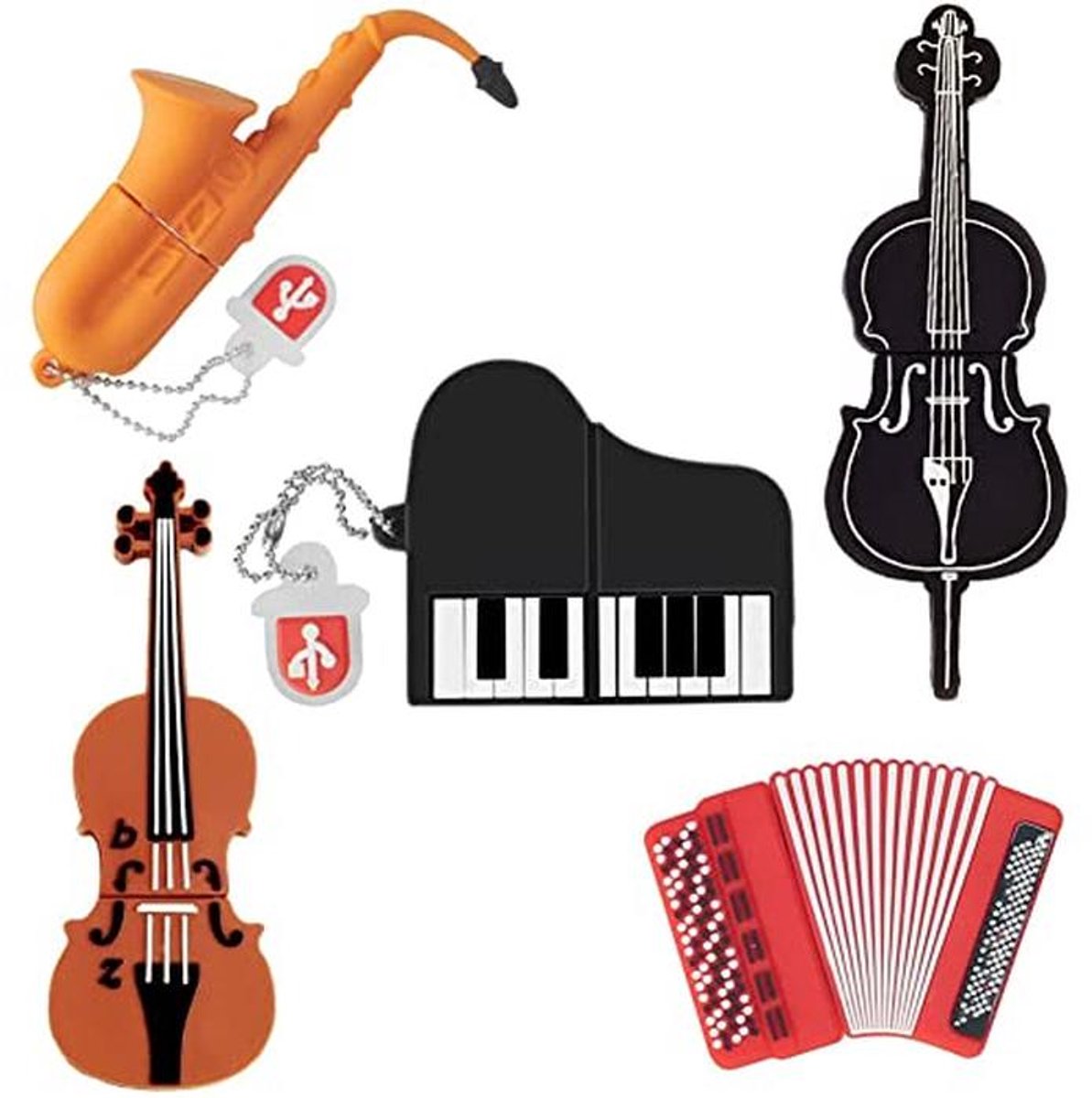 5 Pack 32GB USB Flash Drives in Cute Musical Instrument Design