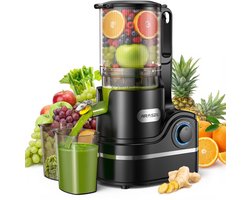AIRMSEN Slowjuicer - (15cm）Vulopening - Zonder Zeef - Makkelijk te Reinigen - BPA-vrij - Zwart