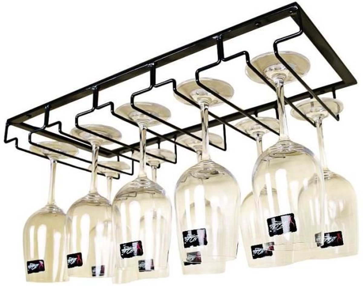 Wijn Glazen Rek - Hanging Wine Glass Rack - 22.5*50cm Industrieel Ontwerp - 1 - Black